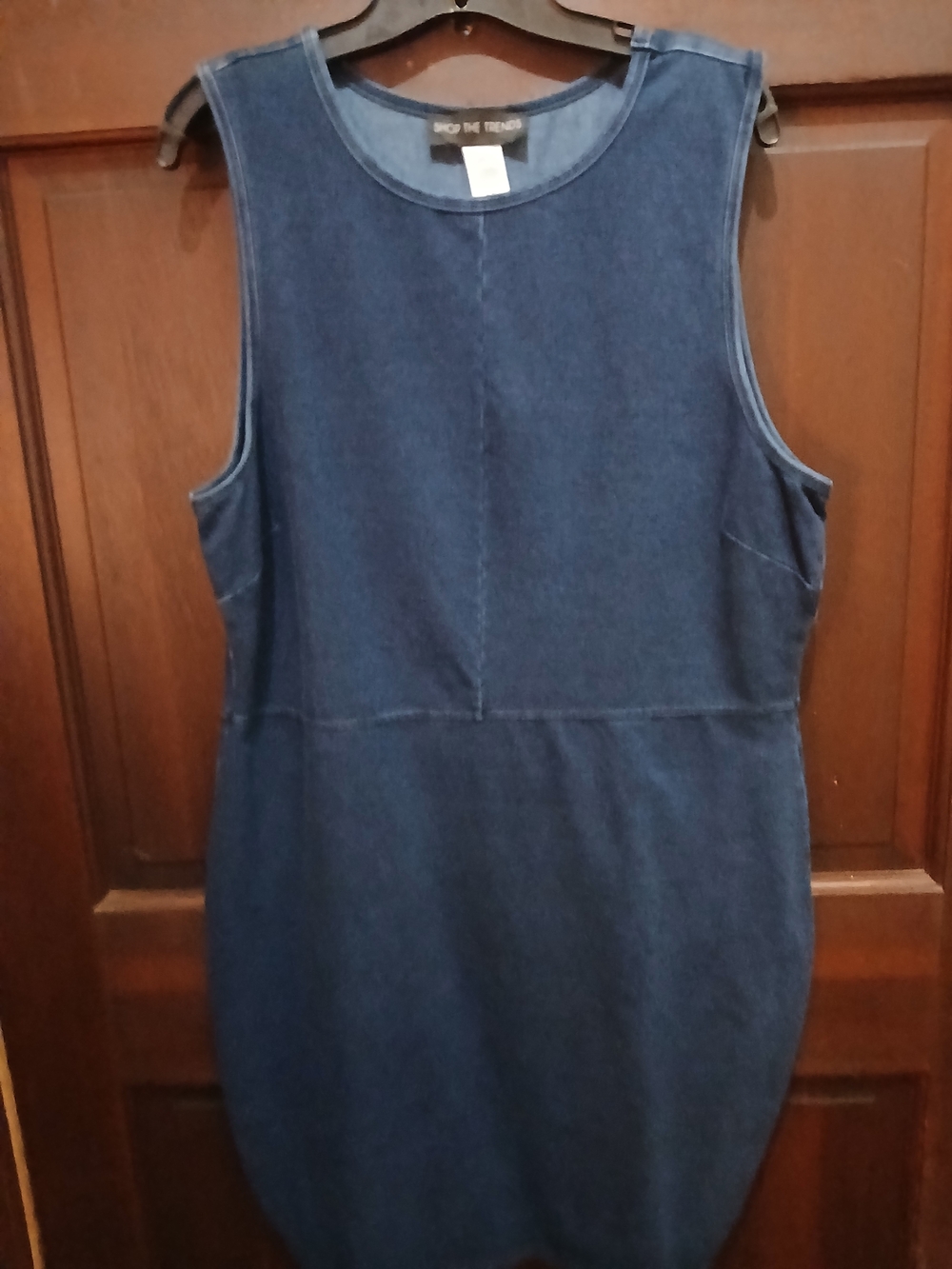 Navy Denim stretch Sleeveless Shift Dress Size 2X